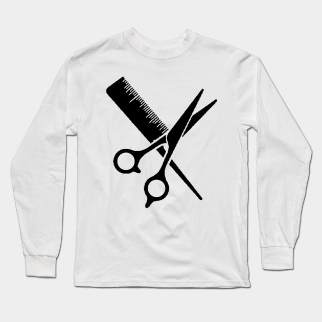 Hairdressing Scissors And Comb Long Sleeve T-Shirt by ROLLIE MC SCROLLIE